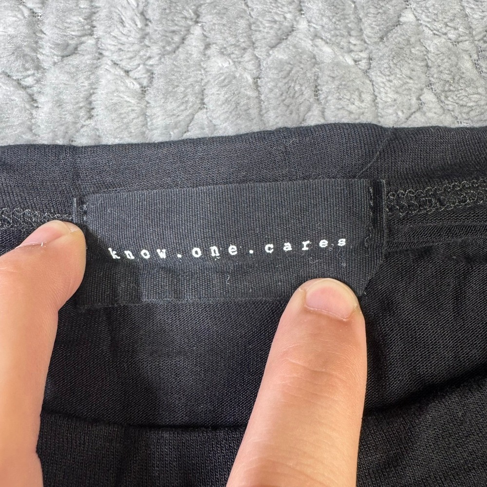 Know One Cares Good Vibes Graphic Tee Black Short Sleeve Boxy T-Shirt Stretch - Picture 3 of 8